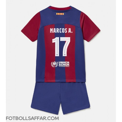 Barcelona Marcos Alonso #17 Hemmadräkt Barn 2023-24 Kortärmad (+ Korta byxor)